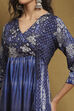 Indigo Modal Printed Angrakha Gathered Suit Set image number 1