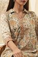 Honey Beige Cotton Floral Short Straight Kurta image number 1