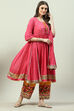 Pink Cotton Anarkali Kurta Palazzo Suit Set image number 4