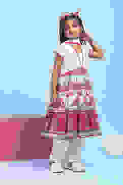 White Cotton Printed Tiered Suit Set image number 5