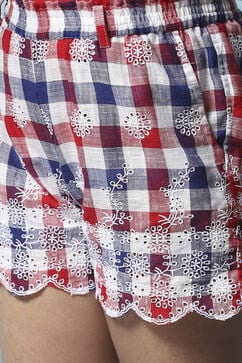 Red & Blue Cotton Shorts image number 1