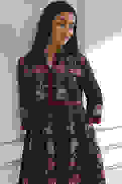 Brown Cotton Printed Anarkali Suit Set image number 1