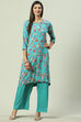 Pink Viscose A-Line Kurta Palazzo Suit Set image number 5