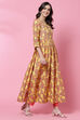 Yellow Cotton Flared Kurta image number 3