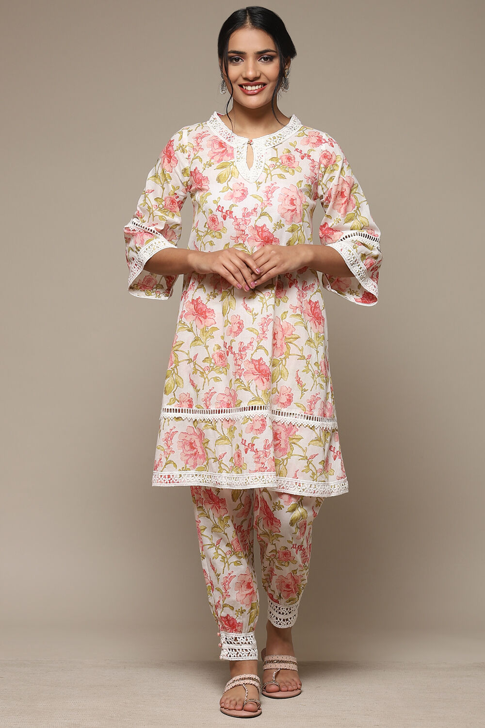 Pink Cotton Floral Straight Co-ord Set image number 6