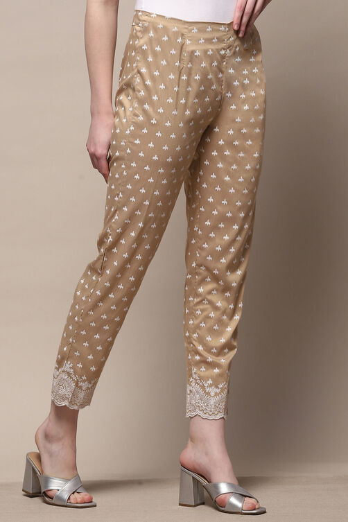 White Viscose Printed Narrow Pants image number 3