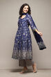 Blue Cotton Anarkali Kurta Palazzo Suit Set image number 4