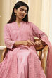 Powder Pink Viscose Front Open Suit Set image number 1