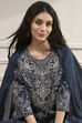 Blue Pure Cotton Printed Straight Suit Set image number 6