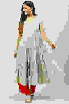 Green Art Silk Flared Kurta image number 1