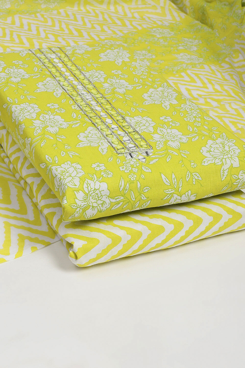 Pink Cotton Floral Printed Unstitched Suit Set image number 5