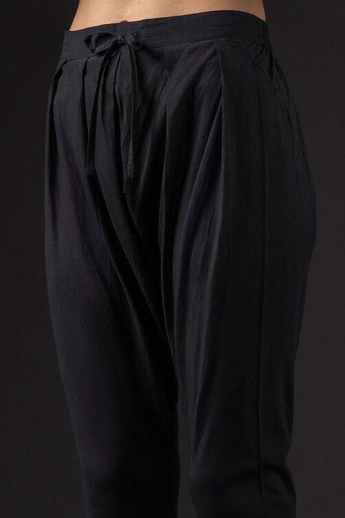 Rohit Bal Black Cotton Silk Anarkali Printed Suit Set image number 2