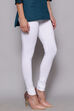White Cotton Blend Solid Churidar image number 2