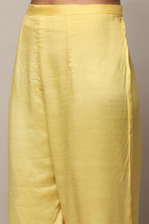 Yellow Organza Unstitched Suit set image number 3