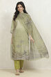 Green Cotton Unstitched Suit Set image number 1