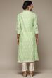 Pink Cotton Straight Embroidered Kurta image number 4