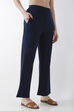 Blue Viscose Blend Wide Leg Pants image number 3