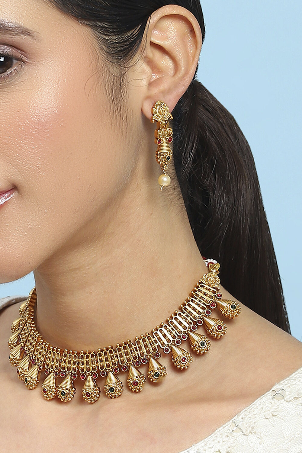 Red Green Alloy Necklace Set image number 1