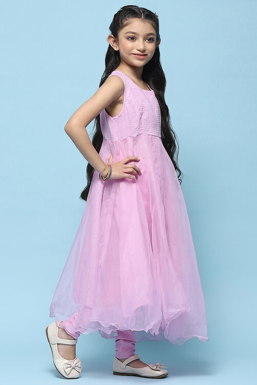 Lilac Cotton Blend Flared Kurta Churidar Suit Set Suit Set image number 8