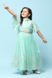 Mint Poly Viscose Short Kurta Lehenga Suit Set image number 0