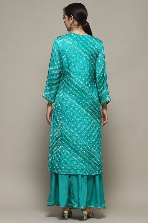 Blue Green Silk Blend Unstitched Suit set image number 6