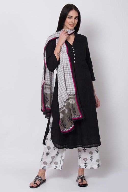 Black Straight Kurta Palazzo Suit Set image number 0