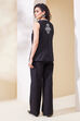 Black Viscose Linen Straight Fusion Set image number 4