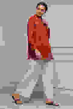 Red Viscose Rayon A-Line Printed Top image number 0