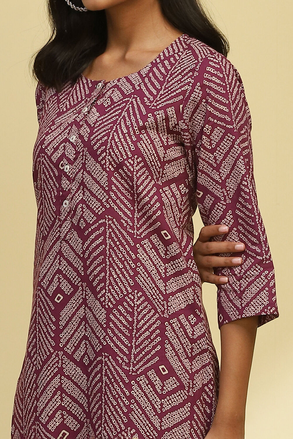 Purple Cotton Straight Kurta image number 2