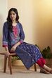 Blue Viscose Rayon Straight Kurta image number 0