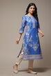 Pink Cotton Straight Printed Kurta image number 4