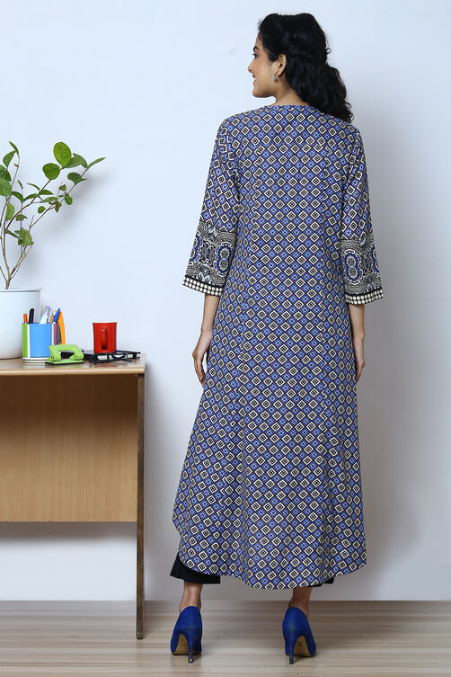 Pink Cotton Flax Printed Kurta image number 4