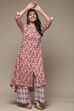 Magenta Rayon Straight Kurta Palazzo Suit Set