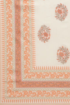 Peach Cotton Screen Print Unstitched Suit Set image number 3