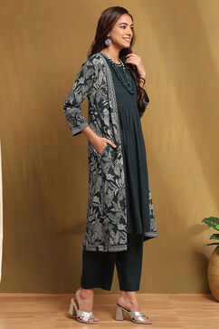 Turquoise Rayon Straight Set image number 5