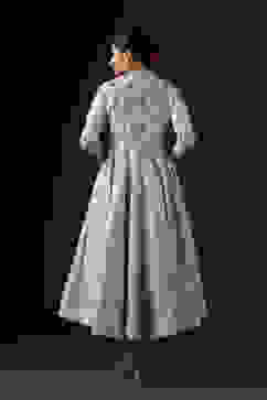 Rohit Bal Blue Cotton Silk Anarkali Embroidered Suit Set image number 5