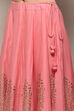 Blush Pink Cotton Anarkali Kurta Lehenga Set image number 2