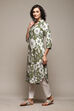 Olive Green LIVA Straight Printed Kurta image number 2