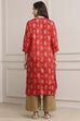 Red Rayon A-Line Printed Kurta image number 3