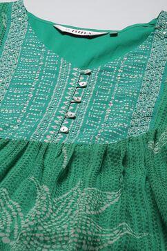 Green Cotton Blend Straight Printed Kurta image number 5