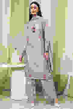 Purple Modal Blend Straight Suit Set image number 6