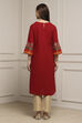 Red Cotton Straight Kurta image number 3