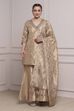 Gold Cotton Straight Yarndyed Sharara Suit Set image number 6