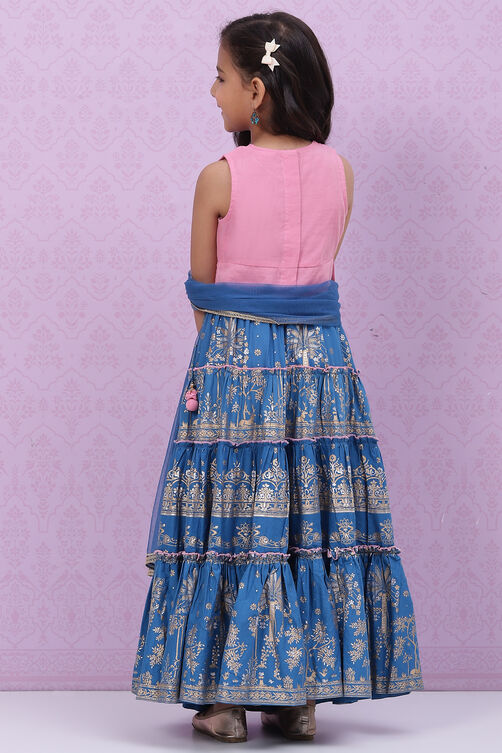 Blue Poly Cotton Lehenga Set image number 4