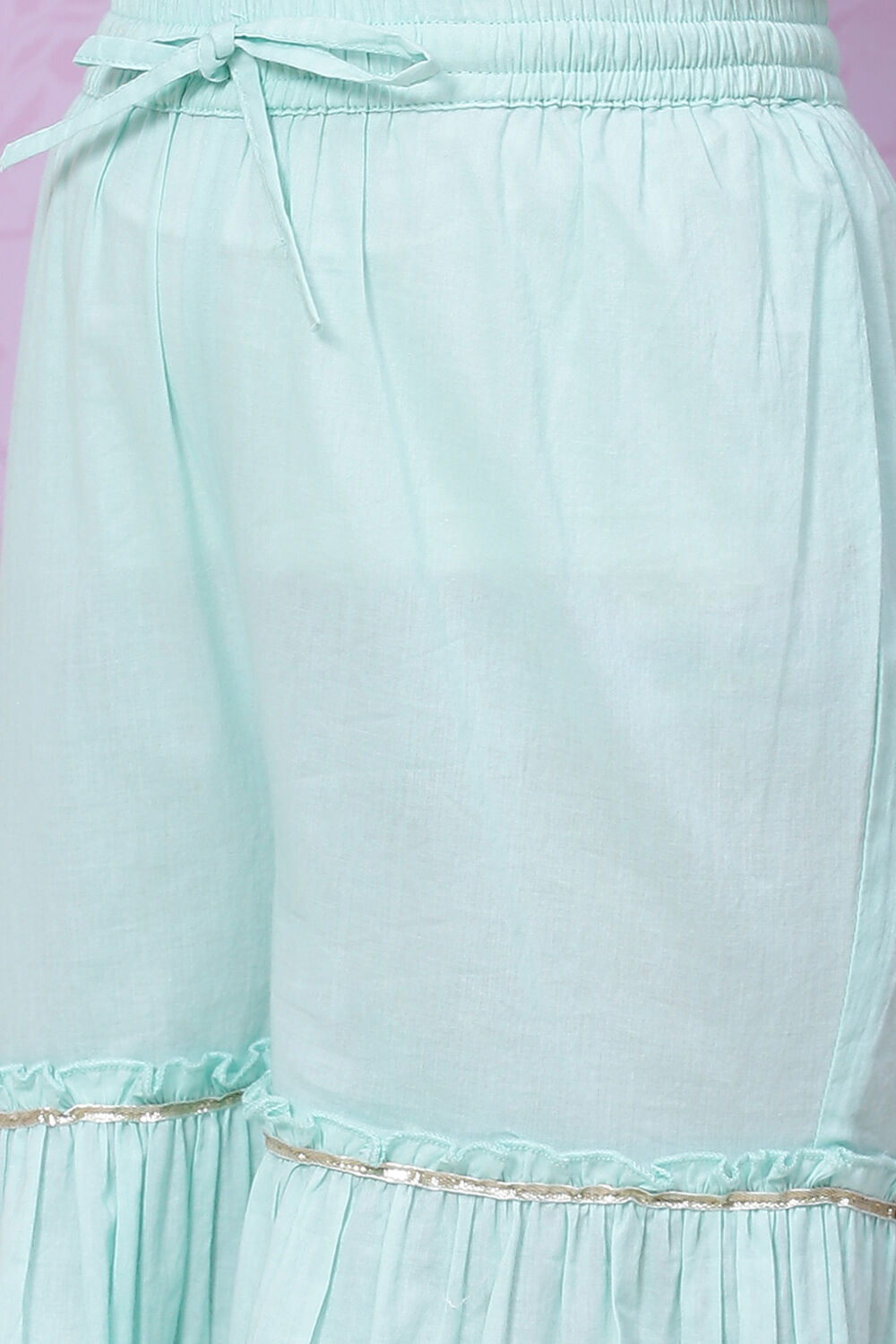 Powder Green Cotton Sharara Kurta Sharara Suit Set image number 3