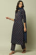 Indigo Cotton Hand Block Print Unstitched Suit Set image number 3