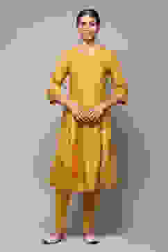 Ochre Art Silk Flared 2 Piece Set image number 0