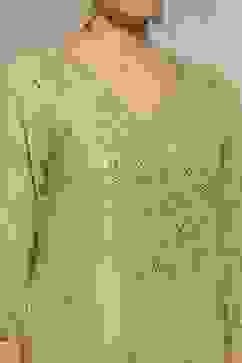 Green Cotton Metallic Pattern Sharara Suit Set image number 1