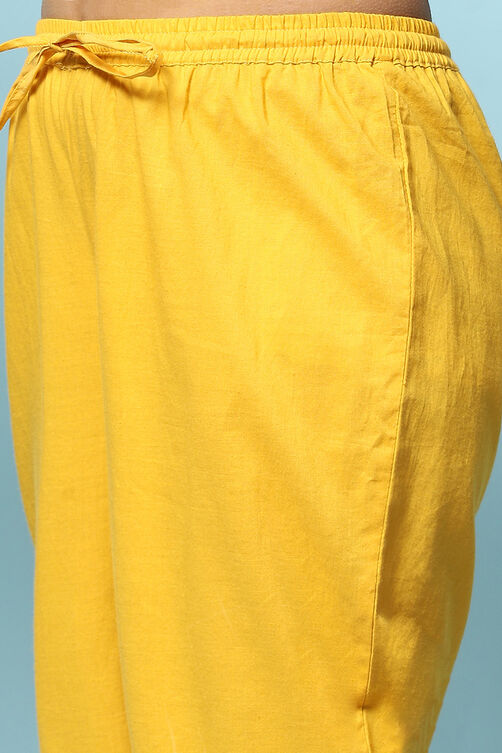 Yellow Polyester Flared Solid Kurta Palazzo Suit Set image number 2