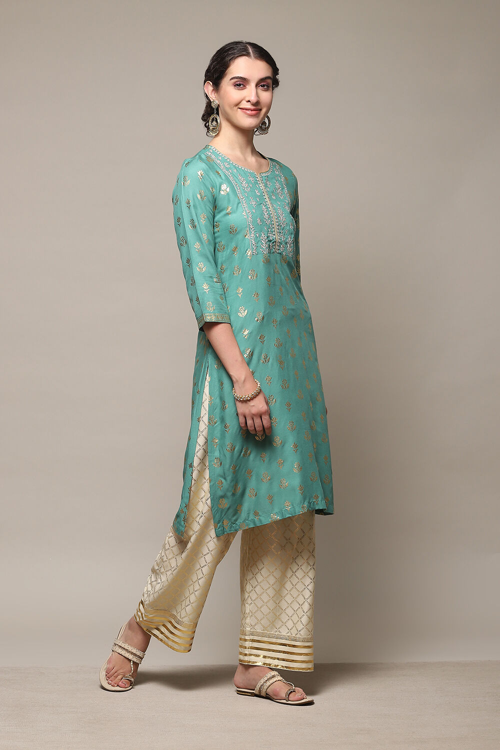 Navy Blue Rayon Straight Kurta Pants Set image number 5